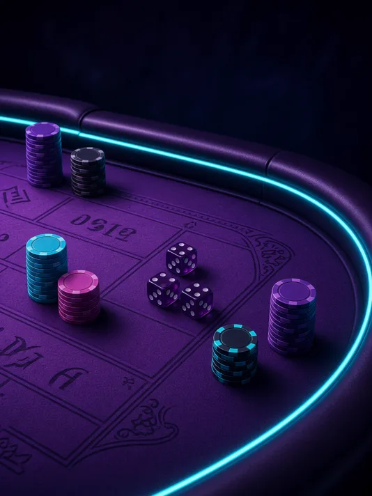 Bàn live 789CLUB với xúc xắc và chip tím