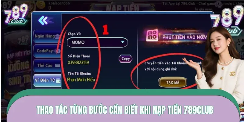 Thao tác từng bước cần biết khi nạp tiền 789CLUB